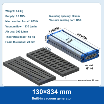 130×834 mm - Built-in Generator vacuum foam gripper