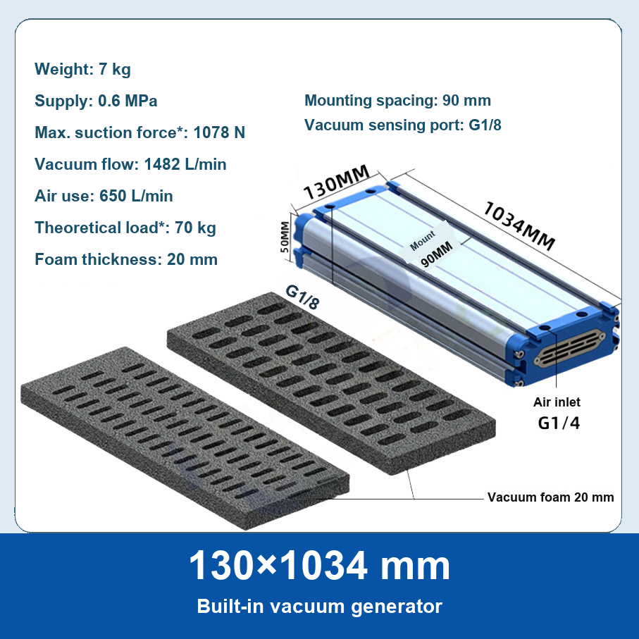 130×1034 mm - Built-in Generator vacuum foam gripper