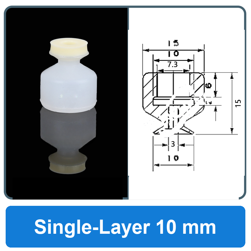 Single-Layer 10 mm high-gloss non-marking silicone vacuum cup with dimensions