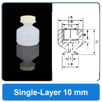 Single-Layer 10 mm high-gloss non-marking silicone vacuum cup with dimensions