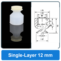 Single-Layer 12 mm high-gloss non-marking silicone vacuum cup with dimensions