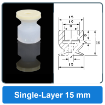 Single-Layer 15 mm high-gloss non-marking silicone vacuum cup with dimensions