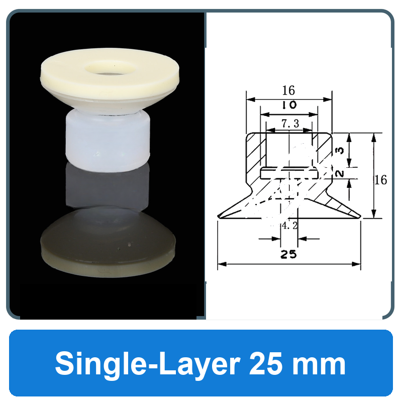 Single-Layer 25 mm high-gloss non-marking silicone vacuum cup with dimensions