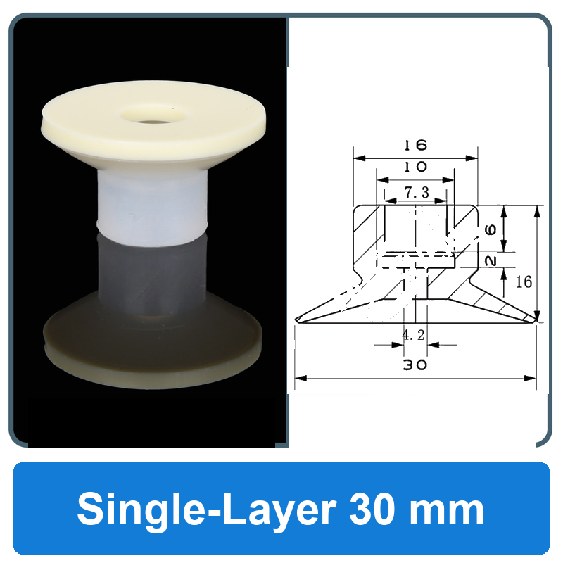 Single-Layer 30 mm high-gloss non-marking silicone vacuum cup with dimensions