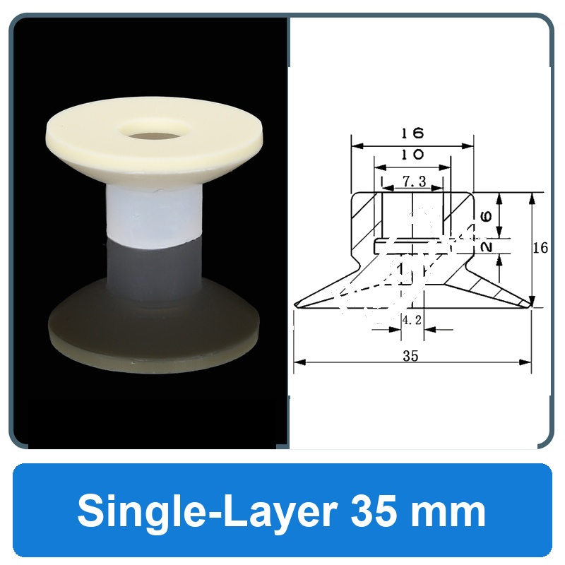 Single-Layer 35 mm high-gloss non-marking silicone vacuum cup with dimensions