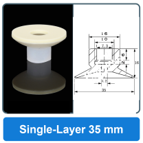 Single-Layer 35 mm high-gloss non-marking silicone vacuum cup with dimensions