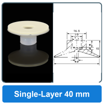 Single-Layer 40 mm high-gloss non-marking silicone vacuum cup with dimensions