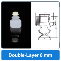 Double-Layer 8 mm high-gloss non-marking silicone vacuum cup with dimensions