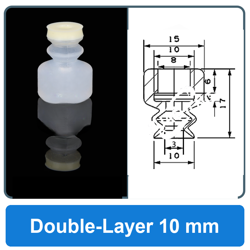 Double-Layer 10 mm high-gloss non-marking silicone vacuum cup with dimensions
