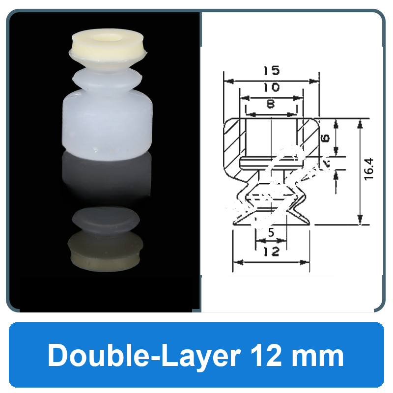Double-Layer 12 mm high-gloss non-marking silicone vacuum cup with dimensions