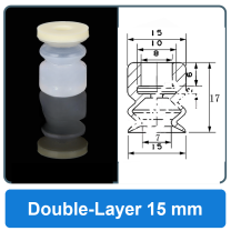 Double-Layer 15 mm high-gloss non-marking silicone vacuum cup with dimensions