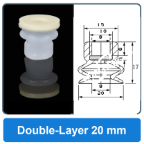 Double-Layer 20 mm high-gloss non-marking silicone vacuum cup with dimensions