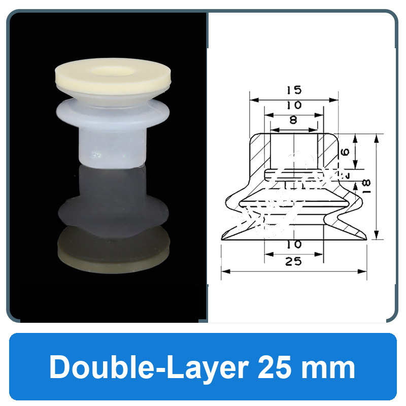 Double-Layer 25 mm high-gloss non-marking silicone vacuum cup with dimensions