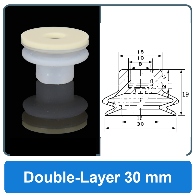 Double-Layer 30 mm high-gloss non-marking silicone vacuum cup with dimensions