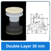 Double-Layer 30 mm high-gloss non-marking silicone vacuum cup with dimensions