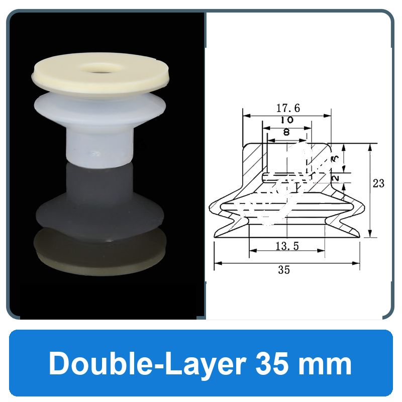 Double-Layer 35 mm high-gloss non-marking silicone vacuum cup with dimensions