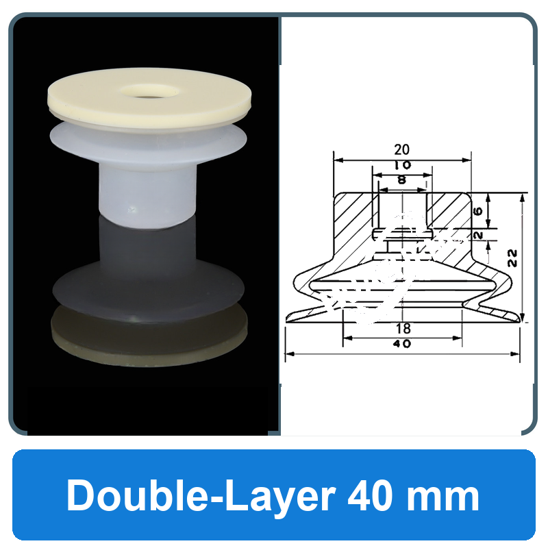 Double-Layer 40 mm high-gloss non-marking silicone vacuum cup with dimensions