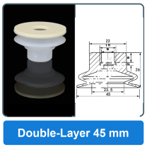 Double-Layer 45 mm high-gloss non-marking silicone vacuum cup with dimensions