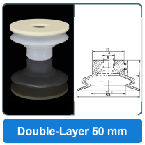 Double-Layer 50 mm high-gloss non-marking silicone vacuum cup with dimensions