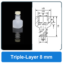Triple-Layer 8 mm high-gloss non-marking silicone vacuum cup with dimensions