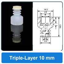 Triple-Layer 10 mm high-gloss non-marking silicone vacuum cup with dimensions
