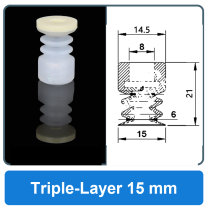 Triple-Layer 15 mm high-gloss non-marking silicone vacuum cup with dimensions