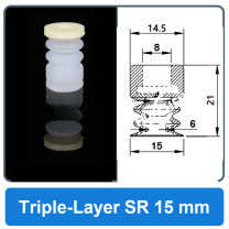 Triple-Layer SR 15 mm high-gloss non-marking silicone vacuum cup with dimensions