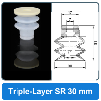 Triple-Layer SR 30 mm high-gloss non-marking silicone vacuum cup with dimensions