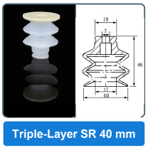 Triple-Layer SR 40 mm high-gloss non-marking silicone vacuum cup with dimensions