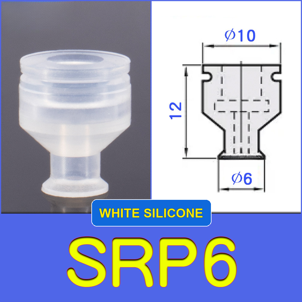 SRP6 miniature vacuum cup with model-specific engineering drawing