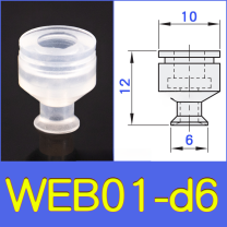 WEB01-d6 lightweight vacuum cup or spring-loaded assembly with technical drawing