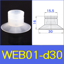 WEB01-d30 lightweight vacuum cup or spring-loaded assembly with technical drawing