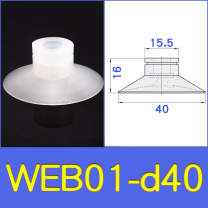 WEB01-d40 lightweight vacuum cup or spring-loaded assembly with technical drawing