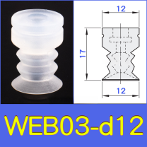 WEB03-d12 lightweight vacuum cup or spring-loaded assembly with technical drawing