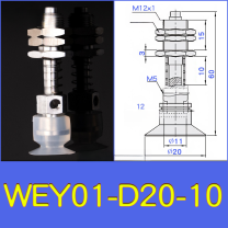 WEY01-d20-10 lightweight vacuum cup or spring-loaded assembly with technical drawing