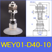 WEY01-d40-10 lightweight vacuum cup or spring-loaded assembly with technical drawing