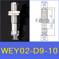 WEY02-d9-10 lightweight vacuum cup or spring-loaded assembly with technical drawing
