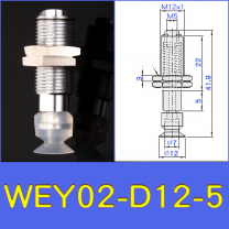 WEY02-d12-5 lightweight vacuum cup or spring-loaded assembly with technical drawing