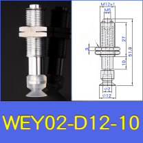 WEY02-d12-10 lightweight vacuum cup or spring-loaded assembly with technical drawing