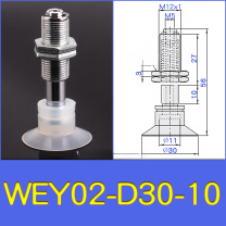 WEY02-d30-10 lightweight vacuum cup or spring-loaded assembly with technical drawing