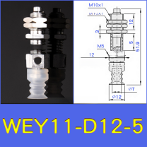 WEY11-d12-5 lightweight vacuum cup or spring-loaded assembly with technical drawing