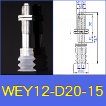 WEY12-d20-15 lightweight vacuum cup or spring-loaded assembly with technical drawing