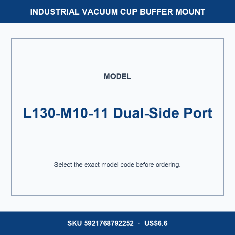 L130-M10-11 Dual-Side Port industrial vacuum cup buffer mount or adapter with dimensional reference