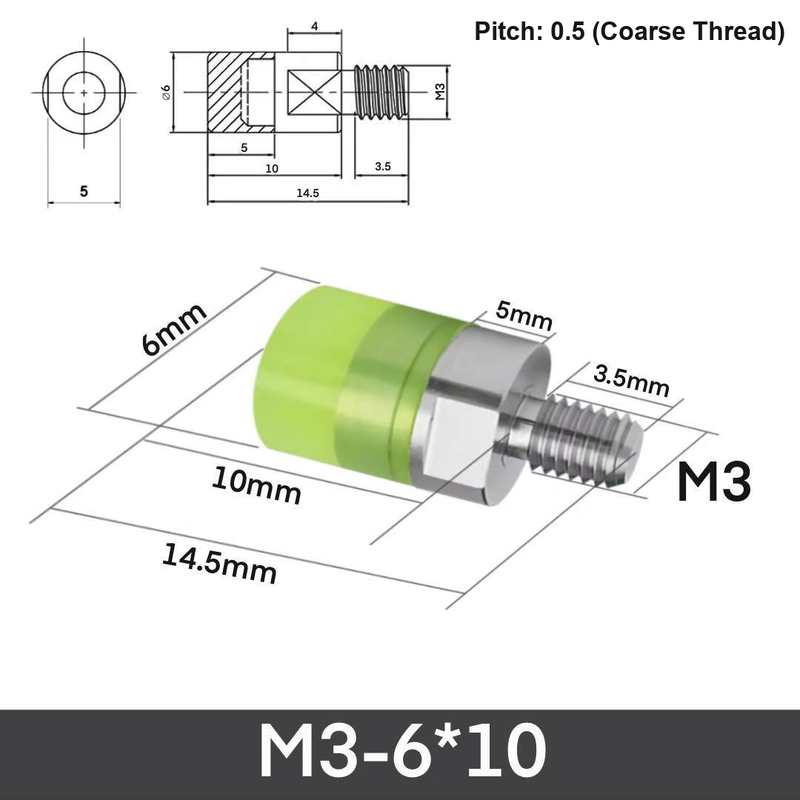 M3-6*10 304 stainless steel polyurethane buffer bolt