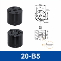 20-B5 + 6 mm Push-In Fitting non-contact vacuum gripper or floating tooling with technical dimensions
