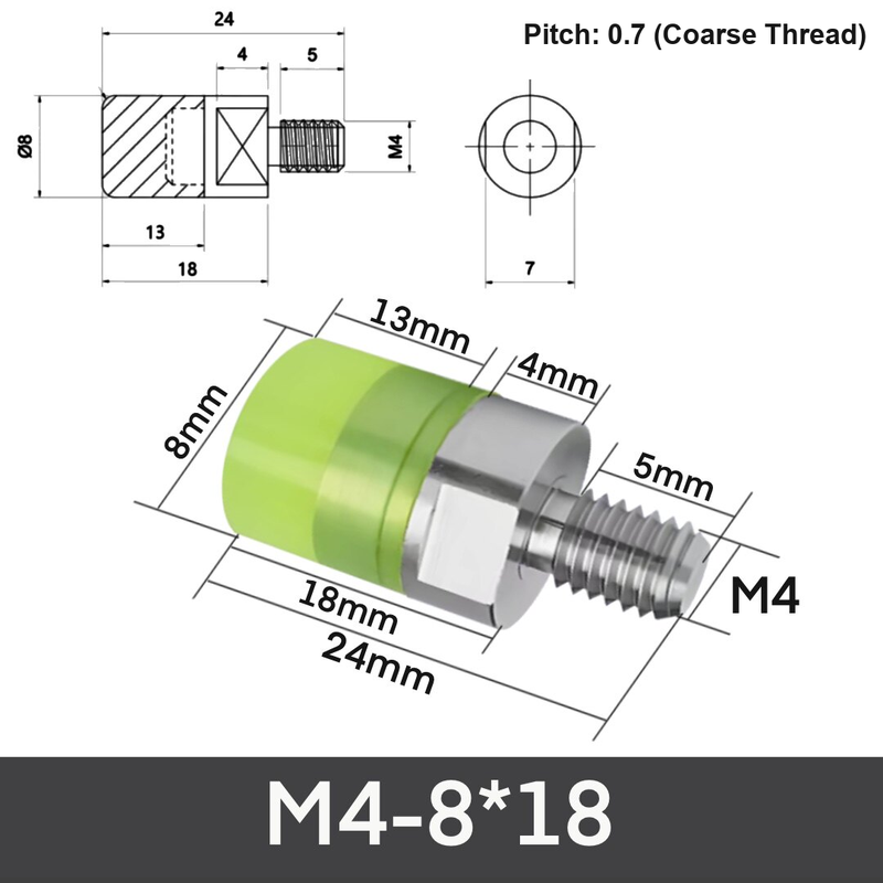 M4-8*18 304 stainless steel polyurethane buffer bolt