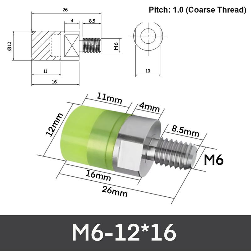 M6-12*16 304 stainless steel polyurethane buffer bolt