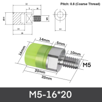 M5-16*20 304 stainless steel polyurethane buffer bolt