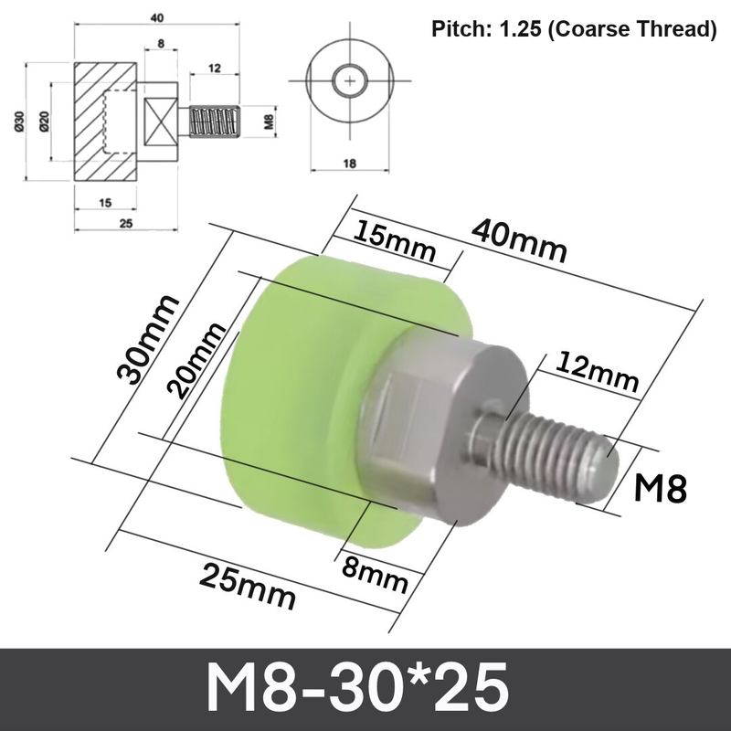 M8-30*25 304 stainless steel polyurethane buffer bolt