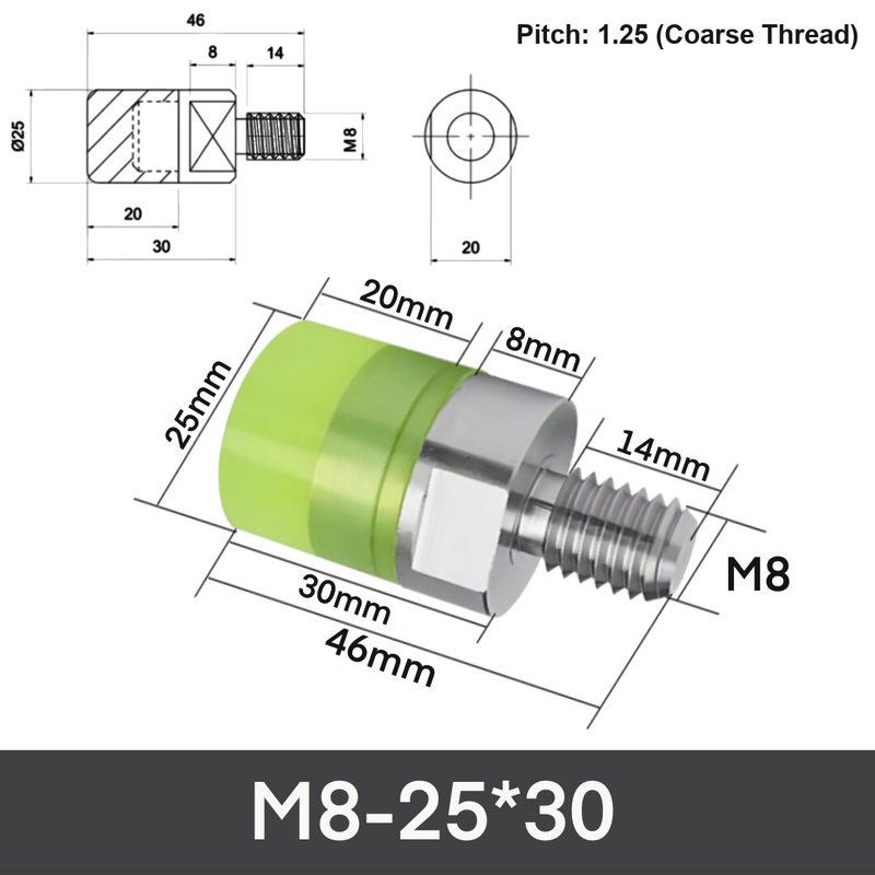 M8-25*30 304 stainless steel polyurethane buffer bolt